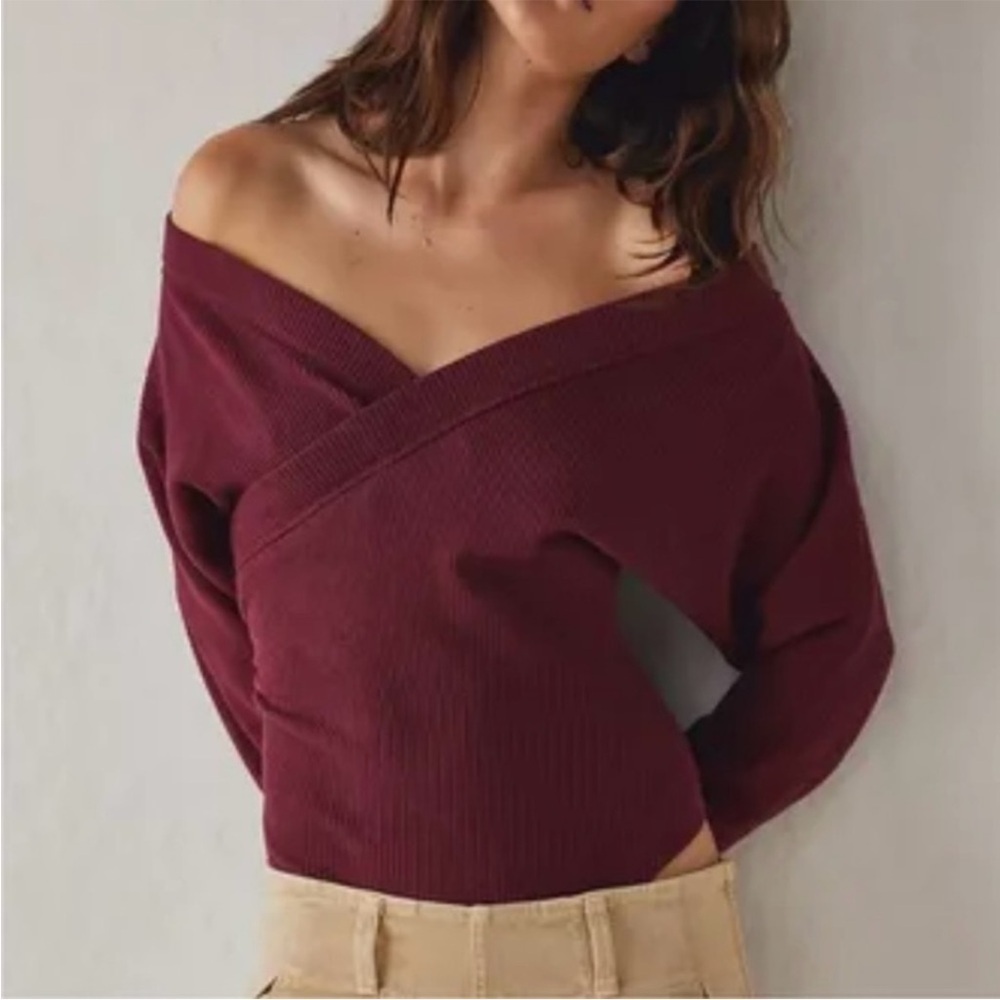 Free People Burgundy Lovin This Feeling Bodysuit in Fig Jam- NWOT